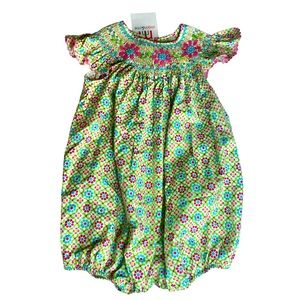 NWT Mom & Me Smocked Flower Bubble- 24 Months